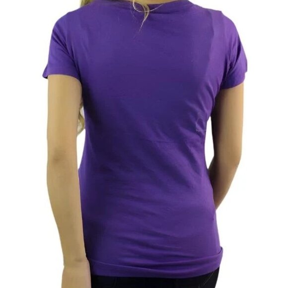 NIP - Purple Women's Plus Size Round Neck Short Sleeve Shirt - Picture 3 of 4